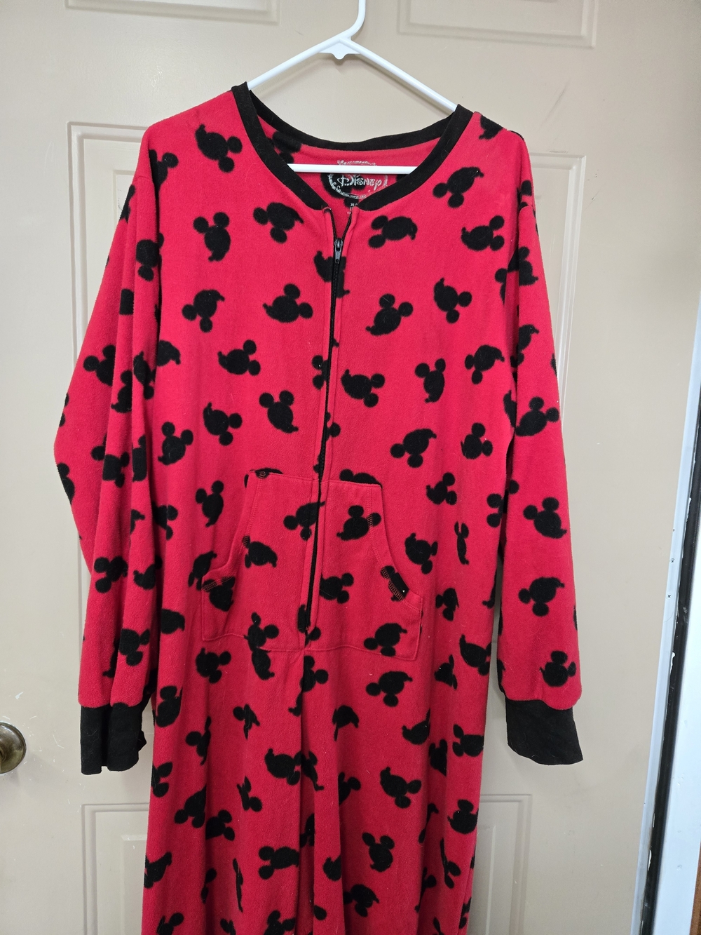 Disney Pink and Black Mickey Silhouette Kids' Zip Front Onesie Pajama